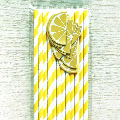 lemon 1 компл. Лимонный арбуз клубника ананас бумажные соломинки для дня рождения свадебные декоративные вечерние принадлежности тропические напитки - Цвет: lemon