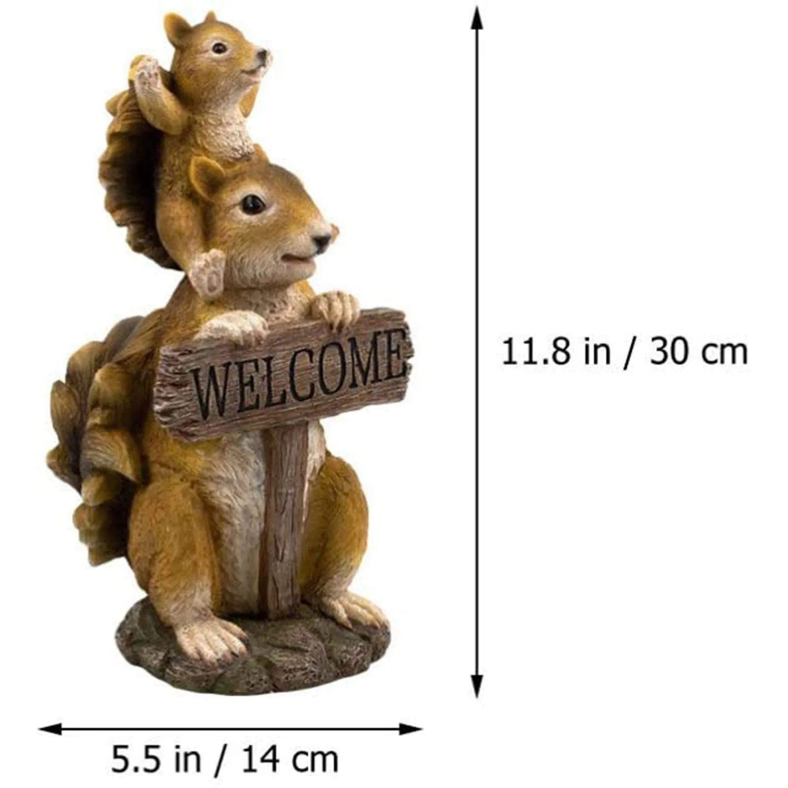 

Garden Squirrel Welcome Sign Greetings Squirrel Statue Cute Garden Art Sculpture Outdoor Animal Model Ornament Yard Figurines