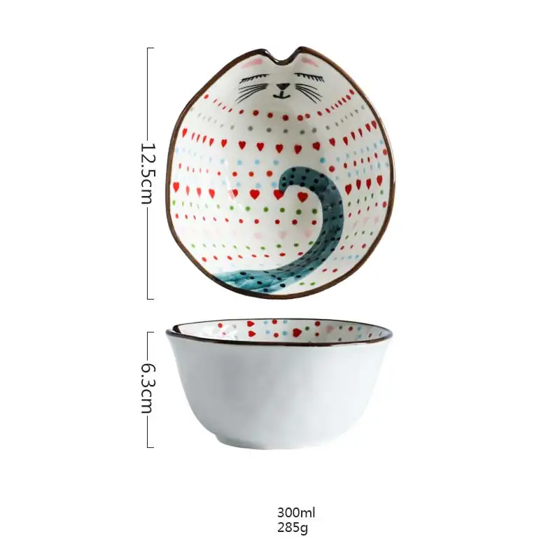 (CAT) Bowl Креативная мультяшная Милая Керамическая Детская Чаша для завтрака, тарелка для десерта, фруктов, закусок, тарелка для животных, столовые приборы, миска, керамическая посуда - Цвет: (CAT) Bowl