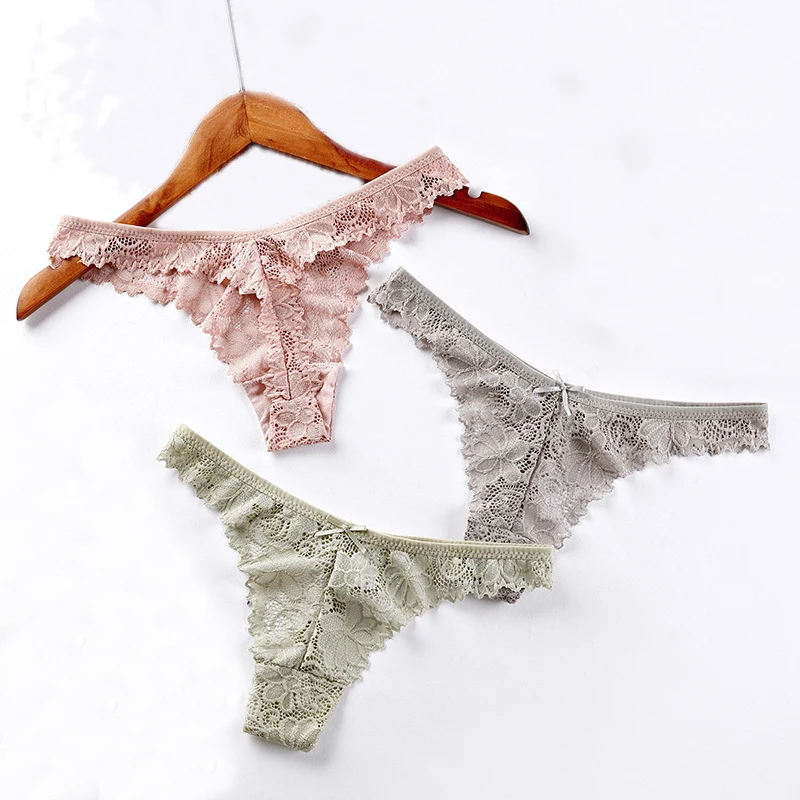 3 шт. женские прозрачные кружевные трусики с низкой посадкой | Женская одежда