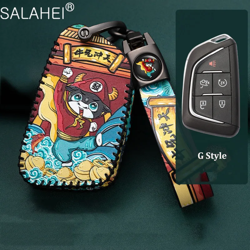 

Натуральная кожа автомобиля защитный чехол для ключа для Cadillac CT5 XT4 XT5 XT6 2019 2020 аксессуары автомобиль смарт-ключ чехол с полным покрытием для ...