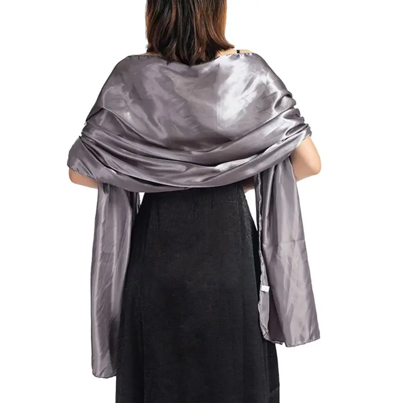 Женское атласное шелковое обертывание с шарфом блестящее однотонное свадебное