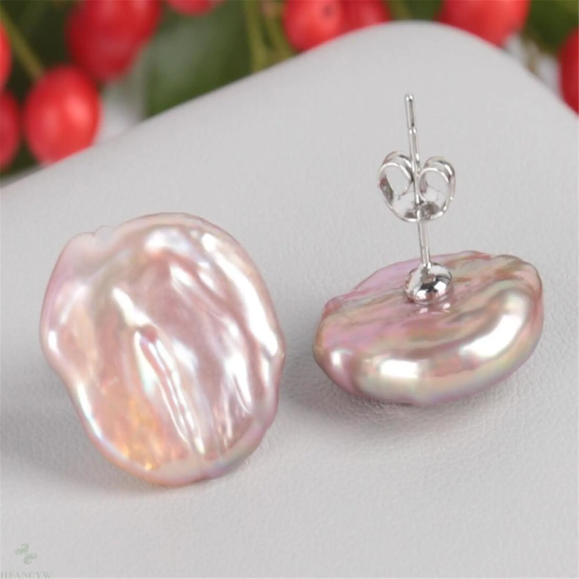 Цвет круговой монета барочный жемчуг серьги с серебряным крючком Элитная