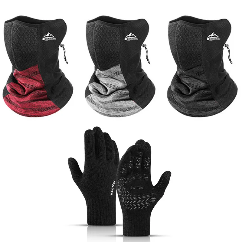 

Новые зимние теплые Для Мужчин's уход за кожей лица повязка на голову + сенсорный Экран ветрозащитные уличные перчатки толстые эластичность ...