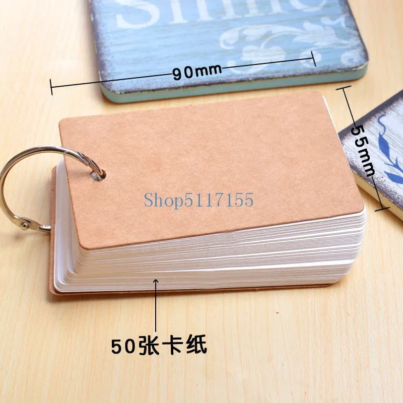 

200 Piece Binder Ring Easy Flip Flash Cards Study Cards, 50 Unruled Blank White Pages 8 color choose