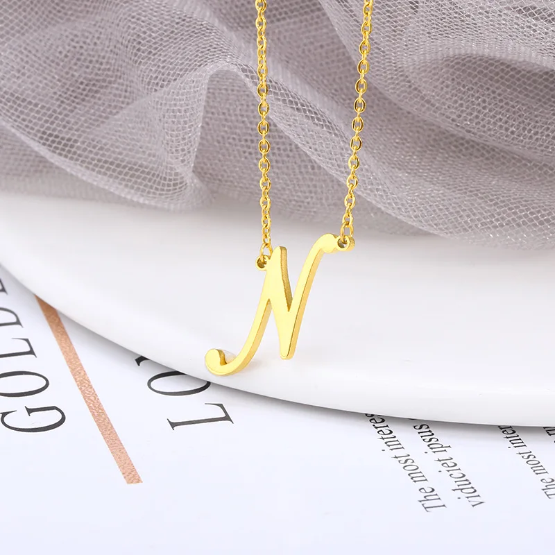 

Художественный шрифт из нержавеющей стали, 26 цветов, Женский ошейник с подвеской, ожерелья-подвески для женщин, ювелирные изделия, подарки, ...