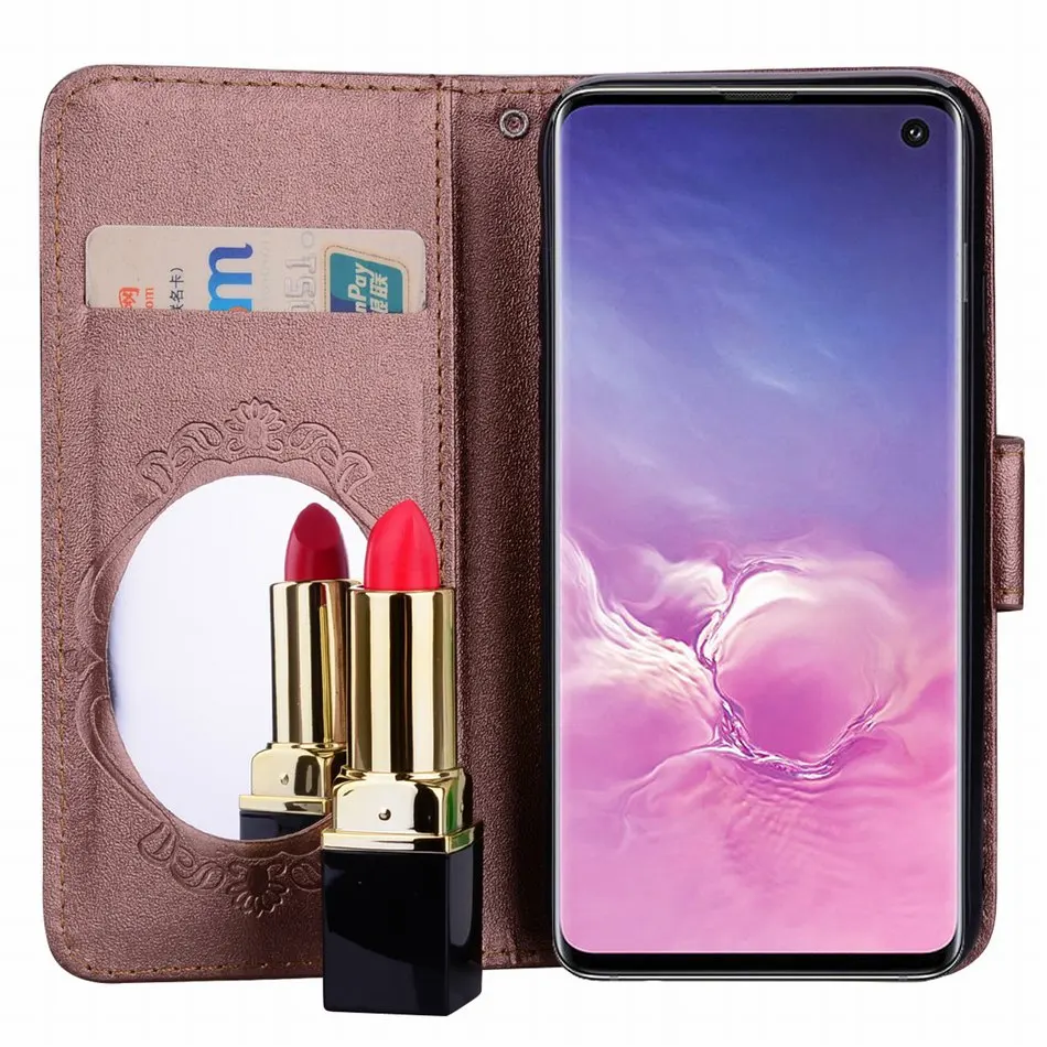 XS Max милый чехол для телефона с зеркалом для iphone X XR 7 8 Plus, кошелек для девочки для Funda iphone 6S 5s SE touch 5 6 чехол с подставкой E23D