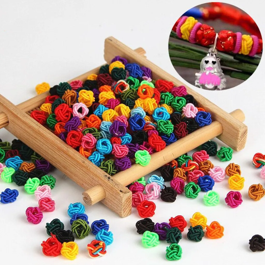 Бусины-пуговицы веревочные цветные 80 шт. 6 мм |