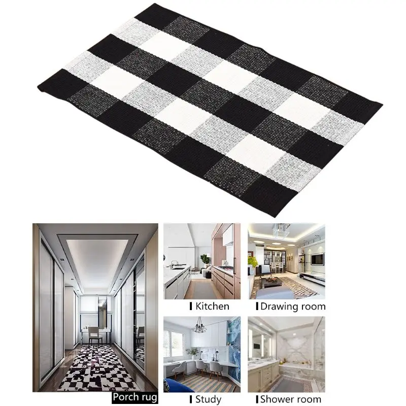 

27.5''x43'' Check Plaid Area Outdoor Rugs for Layered Door Mats Kitchen Living Room Bedroom