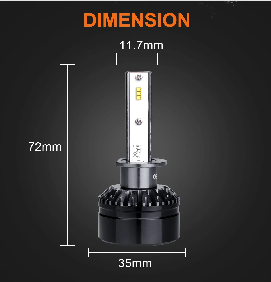 Osram H7 светодиодный турбо фары автомобиля H1 светодиодный противотуманный свет лампы H7 ближнего света дальнего света 12 в 19 Вт Интегрированные чипы замена