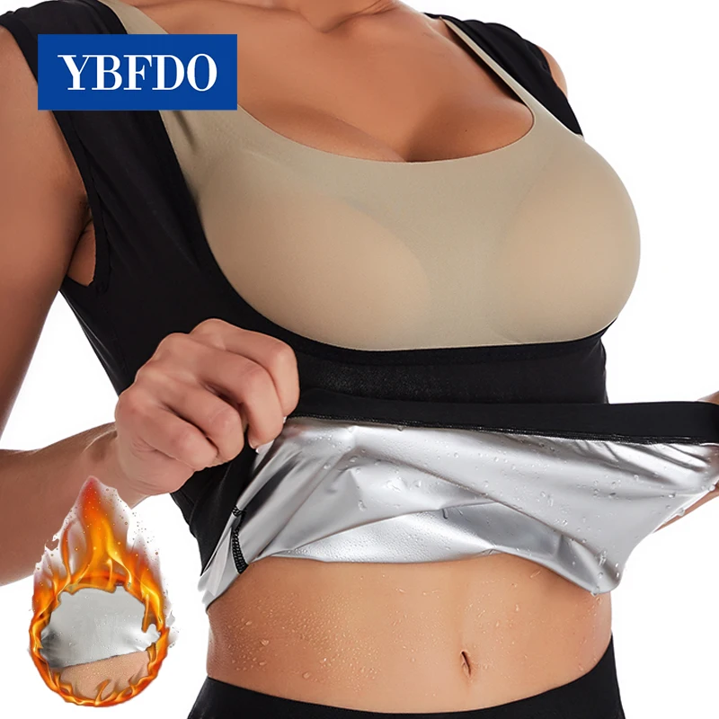 

YBFDO Women Silver Coating Thermo Shirt Sweat Sauna Tank Tops Body Shapers Waist Trainer Slimming Vest Fitness Shapewear