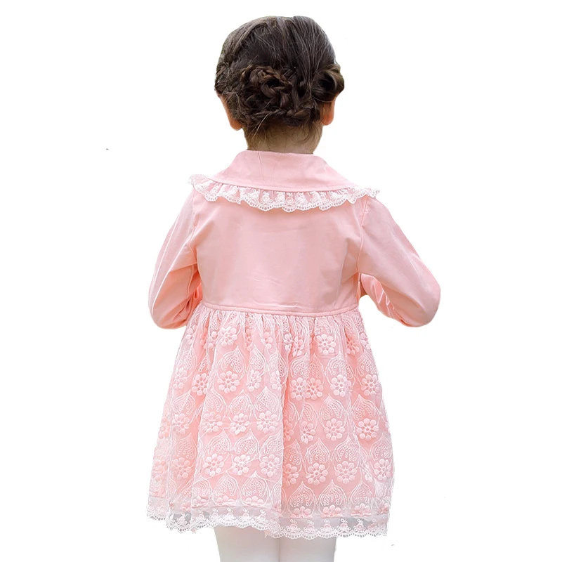 Пальто детское весенне-осеннее с длинным рукавом и цветочным кружевом на возраст