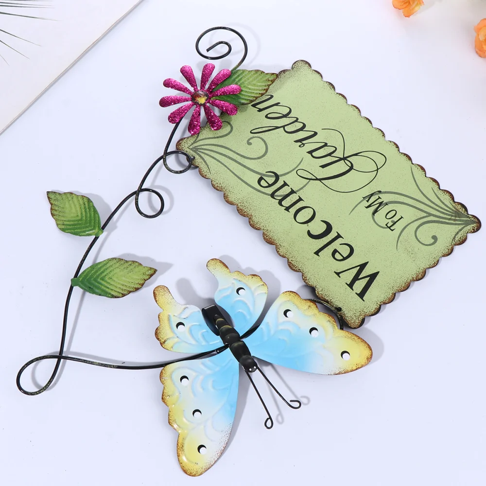 Железная подвесная доска креативная ручная роспись бабочки дверной знак Добро