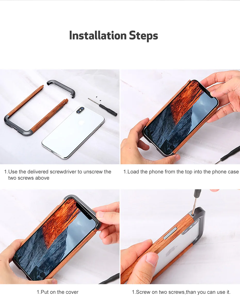 Железная деревянная рамка противоударный чехол для телефона для Iphone X XS Max чехол бампер задний Bover простой индивидуальный мобильный чехол для телефона