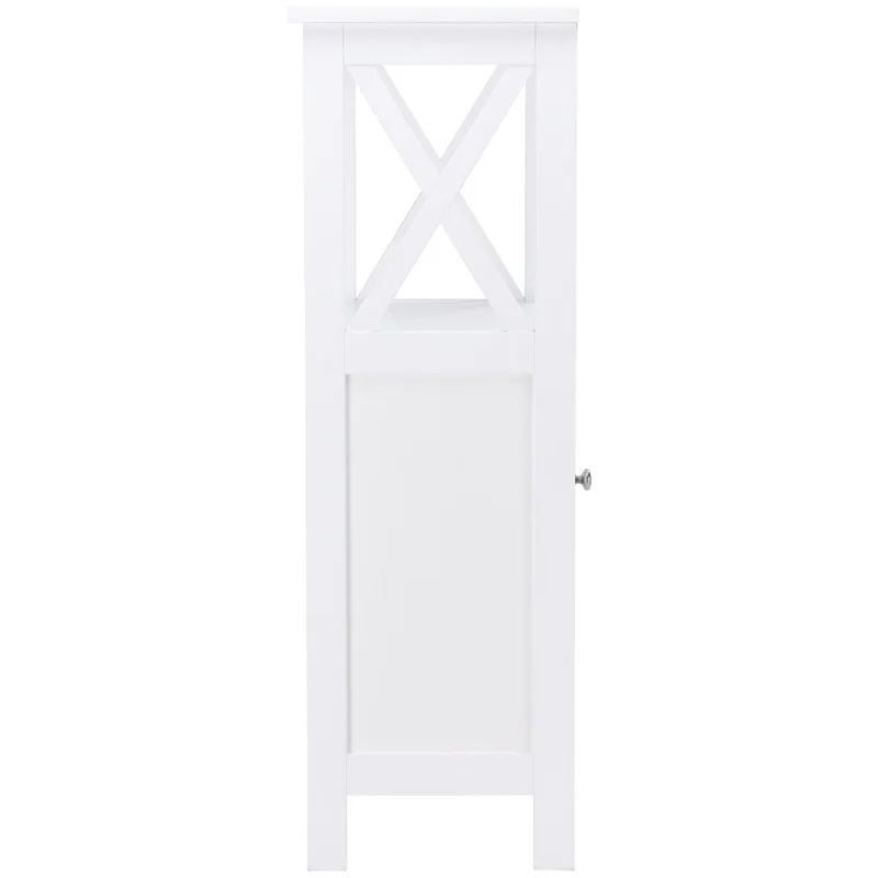 

Bathroom Single Door Storage Floor Towels Cabinet Inner 3-level Heights Adjustable for A Shelf white Bathroom Cabinet HW57017