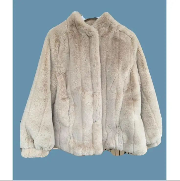 Зимнее пушистое пальто из искусственного меха с воротником-стойкой винтажная