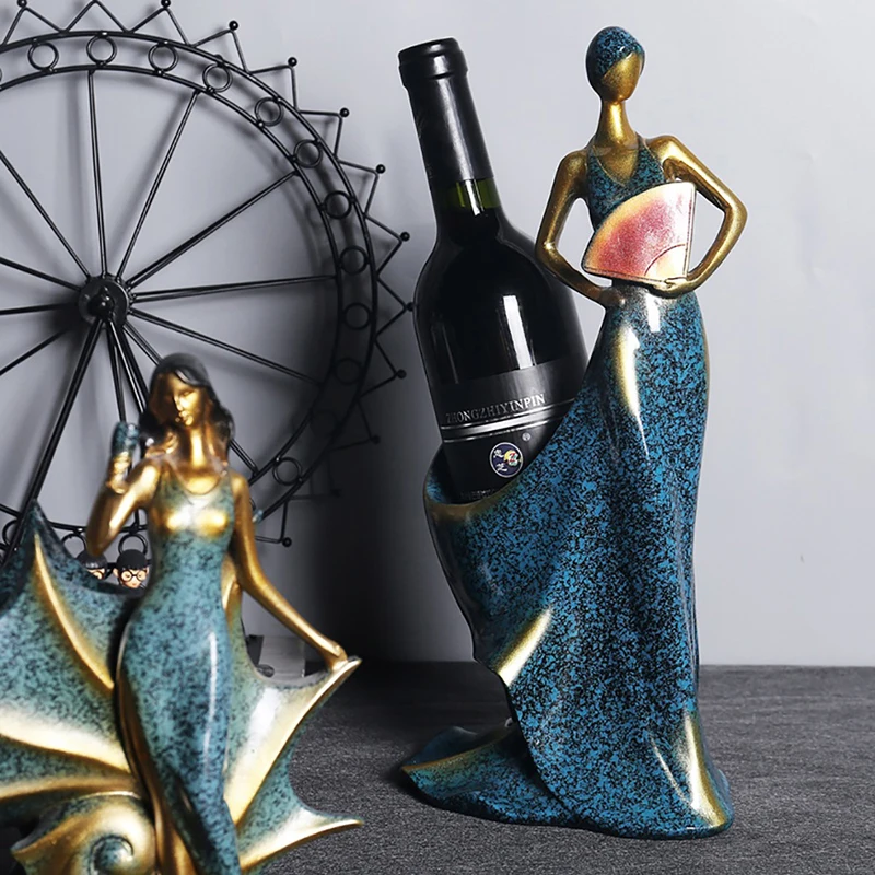 

Creative Resin Beauty Girl Wine Rack Home Bar Wine Display Holder Wine Stand Figurines Ornaments Wine Cabinet Crafts Decoration