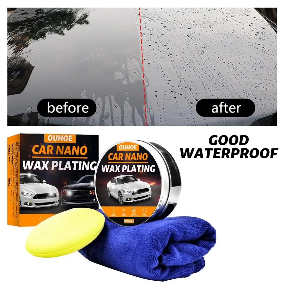 

Car Wax Crystal Plating Set Hard Glossy Carnauba Wax For Scratches Fast Repair Coating Care With Waxing Sponge And Towel