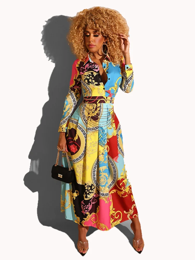 Платье Весенне-осенняя юбка Модная женская одежда Рубашка с длинными рукавами