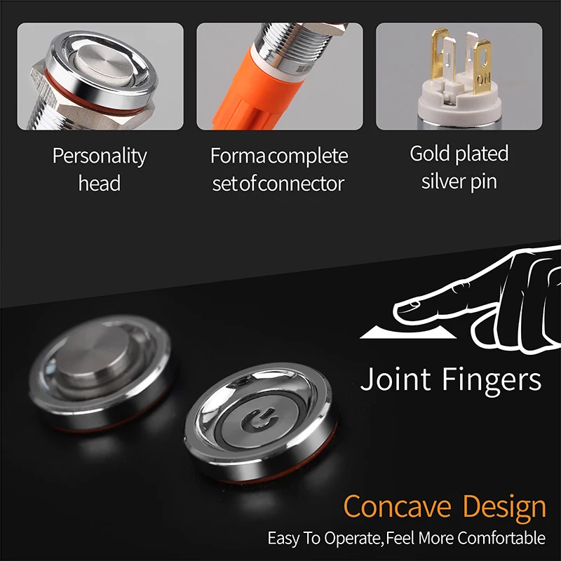 Переключатель LANBOO 12 мм 7 А Высоковольтный 4-контактный водонепроницаемый IP67