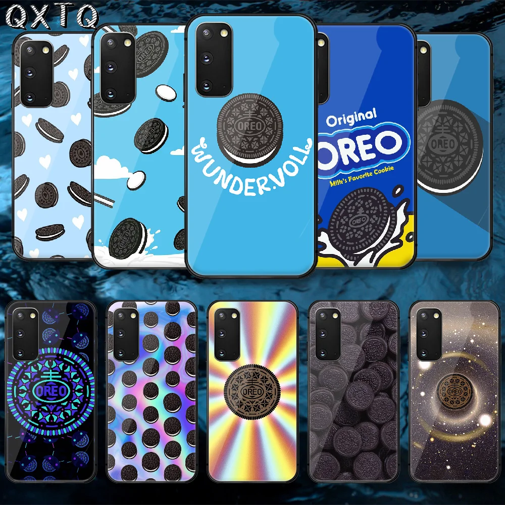 

QXTQ Milk Oreo Biscuit Tempered Glass Phone Case Cover For Samsung Galaxy Note S 9 10 20 21 E Plus Ultra M 31 51 FE Hoesjes Cell