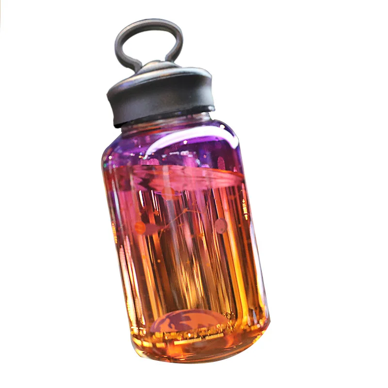 

Starry Sky Gradient Golored Glass Bottle Cute Girl Fashion Outdoor Sports Leak-Proof Glass Beverage Bottle Household Teacup