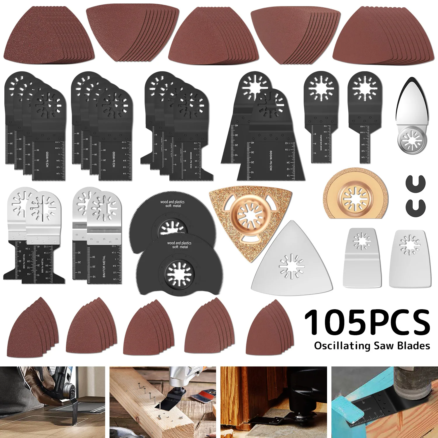 

105 шт./компл. многофункциональные Осциллирующие лезвия для домашнего ремонта Триммер лезвия пилы многофункциональный инструмент для резки ...