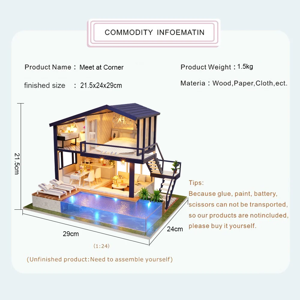 

2021 NEW Baby Doll House Miniature DIY Dollhouse With Furnitures Wooden House Toys For Children Birthday Gift