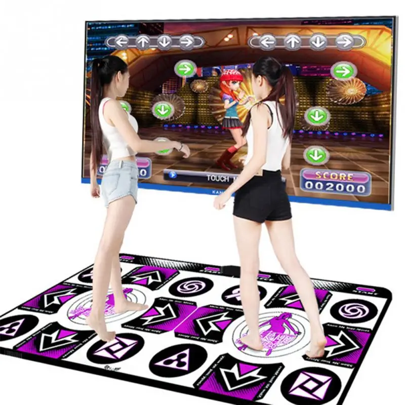 

2021 Fashion Yoga Dance Mat Double Players Tv Computer Interface Home Game Slimming Dancer Blanket Mat Pad With Two Gamepads