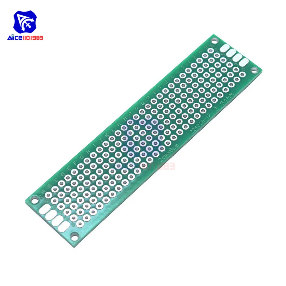 Diymore 1 шт. FR4 стекловолокно DIY Двухсторонняя плата для прототипа 2x8 см