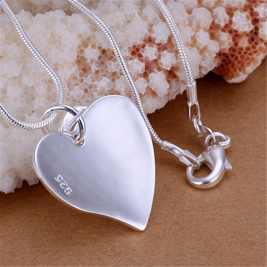 hot 925 color silver double heart card pendant necklace for women christmas gifts fashion brands party wedding luxury jewelry free global shipping