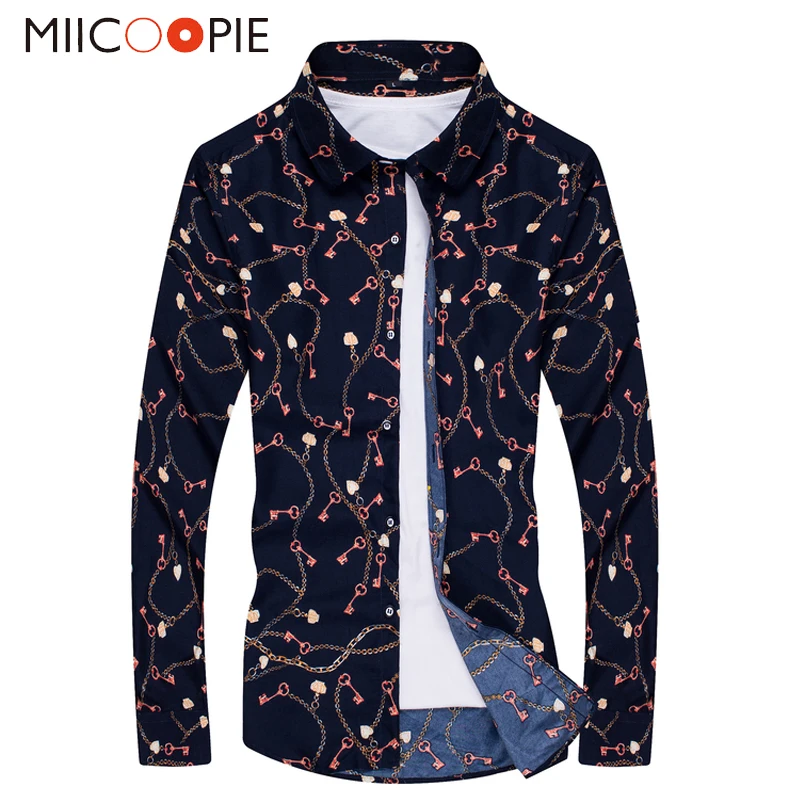 

Мужская рубашка с длинным рукавом и цветочным принтом, размеры до 7XL