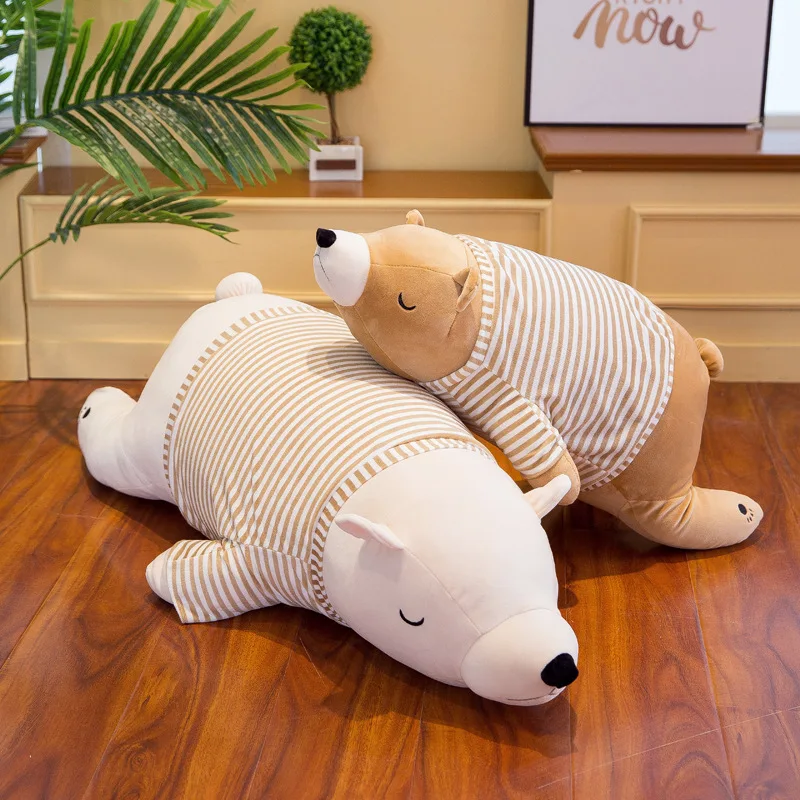 

35-110CM Kawaii Dressed Polar Bear Stuffed Animals Big Size Super Soft Animal Cushion Sleeping Pillow Plush Toy Kid