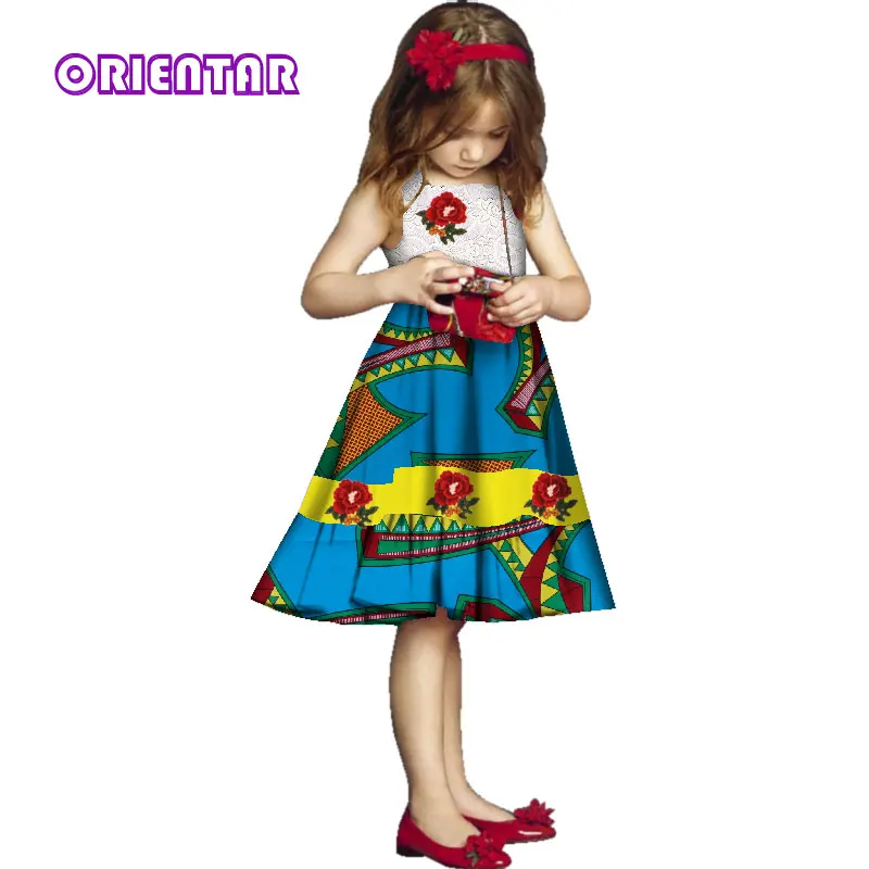 Милое детское платье без рукавов для девочек белое кружевное средней длины с принтом в африканском стиле