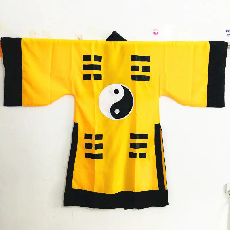 Wudang taocu Shaolin keşiş uzun elbiseler Kung Fu Tai Chi dövüş sanatları takım elbise taoizm giyim yetişkinler için Cos şapka ile