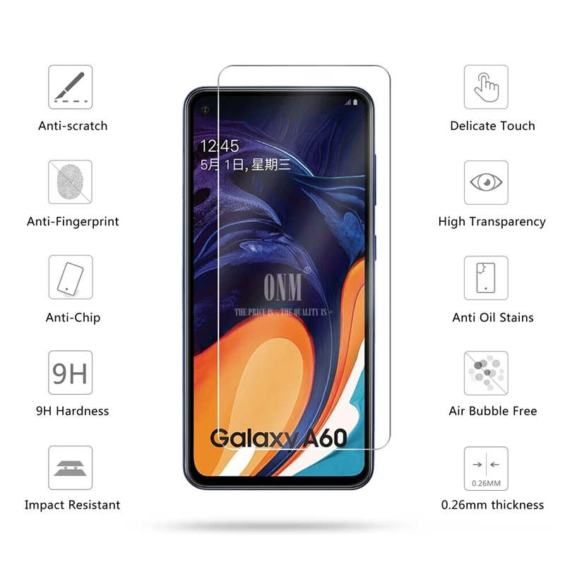 2 шт закаленное стекло для Samsung Galaxy A60 защита экрана 2.5D 9H защитная пленка 6