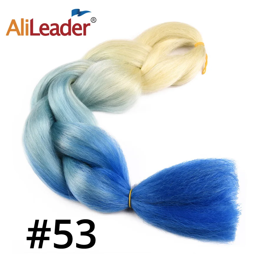 53 Leeons 24 дюйма Джамбо плетение волос синтетические волосы кроше для наращивания омбер красный розовый серый канекалон волос косы для женщин - Цвет: 53