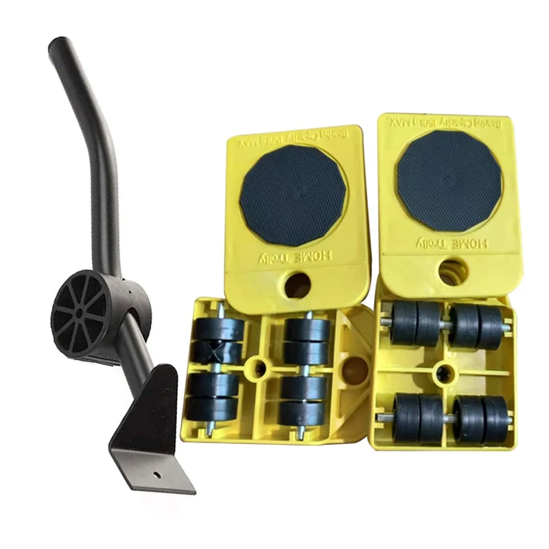 

Furniture Mover Tool Furniture Transport Lifter Heavy Stuffs Moving Tool 4 Wheeled Mover Roller+1 Wheel Bar Hand Tools
