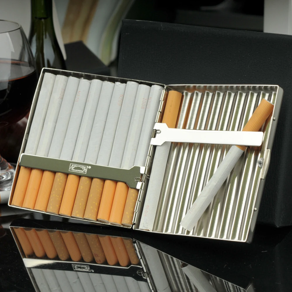 Гофрированный чехол для сигарет Хромированная медь может быть загружен с 20