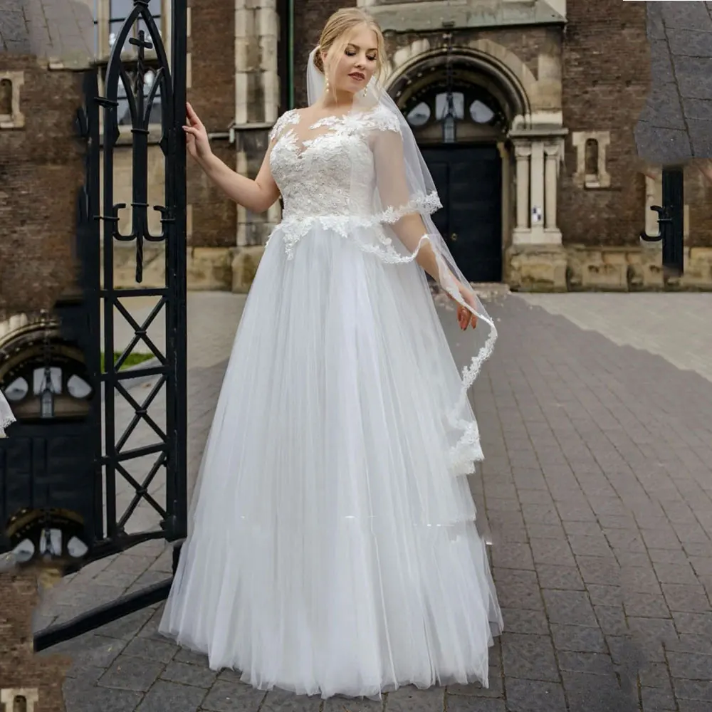 

Simple Short Sleeve Boho Wedding Dress For Women Beach 2022 Robe de Mariee Plus Size Bridal Dress White/Ivory Tulle No Train