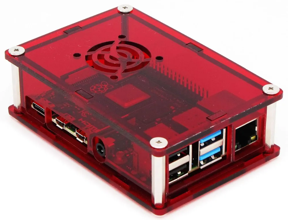 Корпус C4: прозрачный красный Raspberry PI 4 корпус коробка PI4 Модель B 1 ГБ/2 ГБ/4 ГБ полиметилметакрилатные акриловые крышки корпуса КОРПУСА коробка Raspberry PI 4B