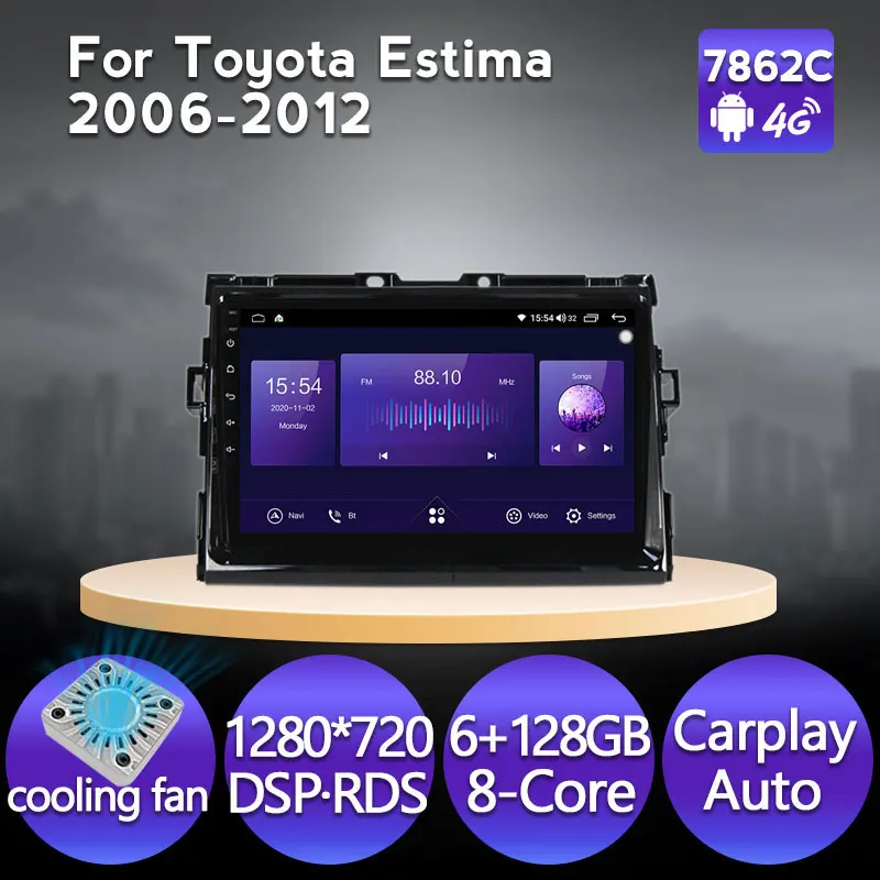 Carplay Android 6 + 128G Автомобильный мультимедийный плеер радио для Toyota Estima/PREVIA/Tarago/Canarado