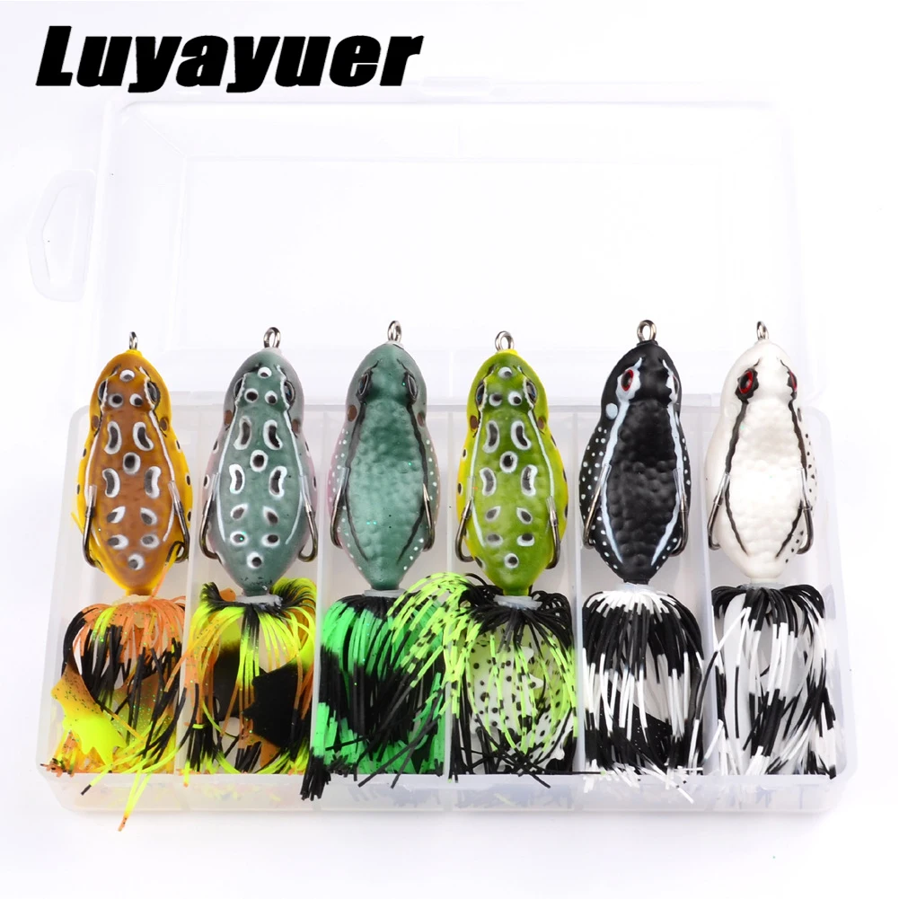 

6Pcs Topwater Frog Crankbait Tackle Crank Bait Bass Soft Swimbait Lures Crankbaits Baits Hard Bait Fishing Lures(Multicolors)