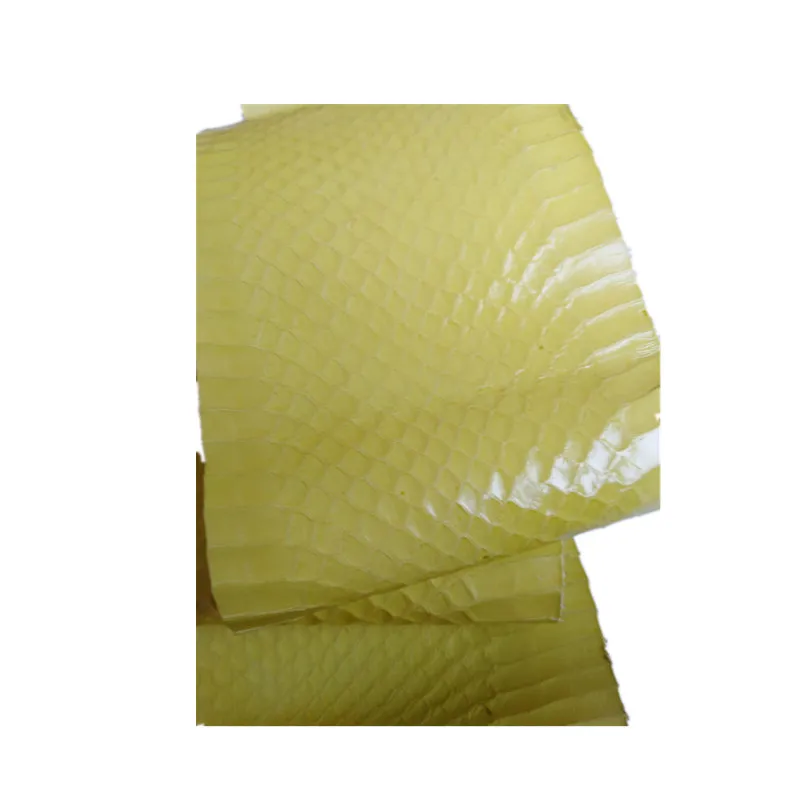 DIY Natural Snakeskin Leather Fabric with Rare Skin yellow10x100cm