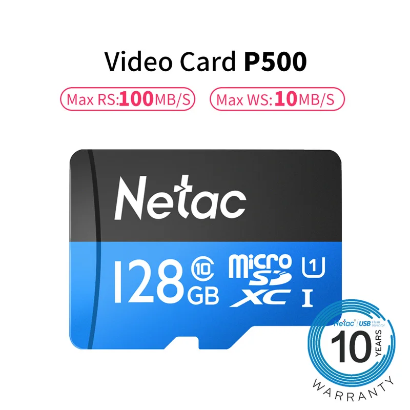 Netac класса 10 32 гб 64 гб, Micro SD карта, скорости чтения до 100 МБ/с. видео карта 16GB 128GB 256GB TF флэш-карта памяти для телефона Камера - Емкость: 128GB U1 P500