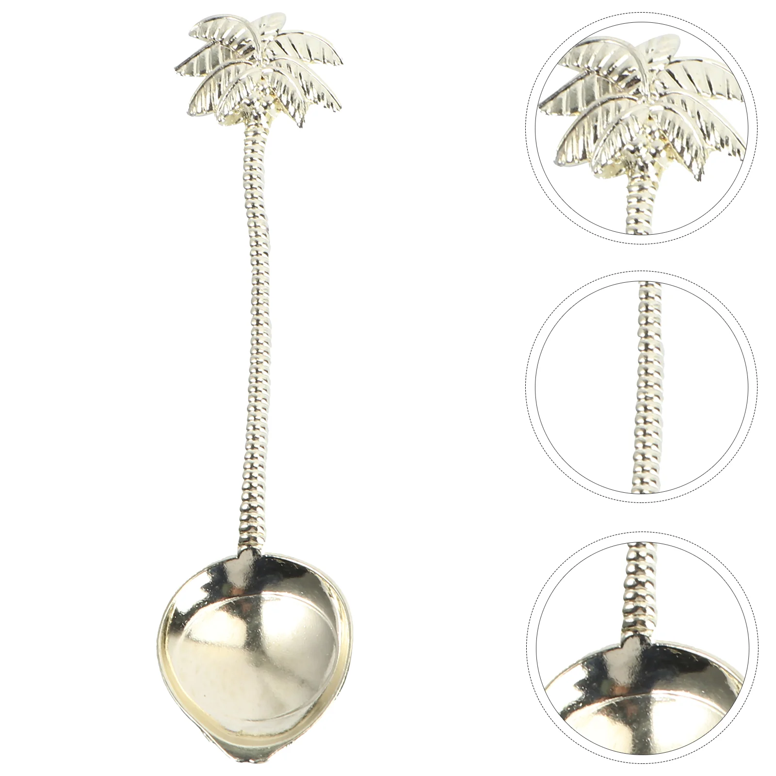

1PC Tropical Coconut Tree Coffee Spoon Retro Small Spoon Coffee Stirring Spoon Dessert Spoon (Golden)
