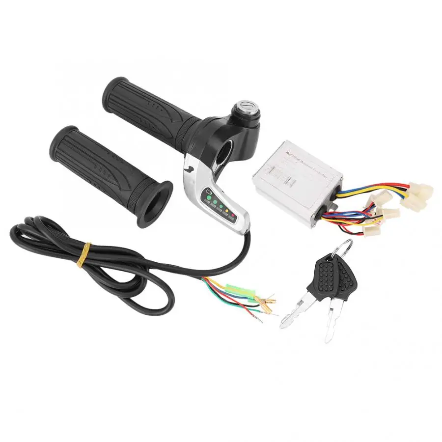 

48V 500W/800W Electric Bike Brushed Speed Controller Kit With Lock Throttle Grip For E-bike Motor Scooter Replacement Parts