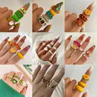 Новинка 2022, набор цветных металлических колец для женщин, разноцветное кольцо из смолы с улыбающимся лицом, ювелирные изделия, подарок на день рождения, оптовая продажа