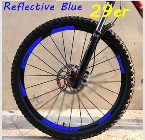 29er Refle Blue MTB обода колеса наклейки для горный велосипед замена Светоотражающие Fluo Гонки Велоспорт грязи виниловые обода наклейки - Цвет: 29er Refle Blue