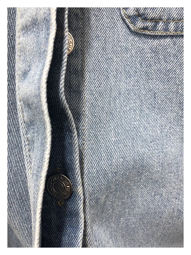 Женская джинсовая куртка с карманами Повседневная Длинная свободная в